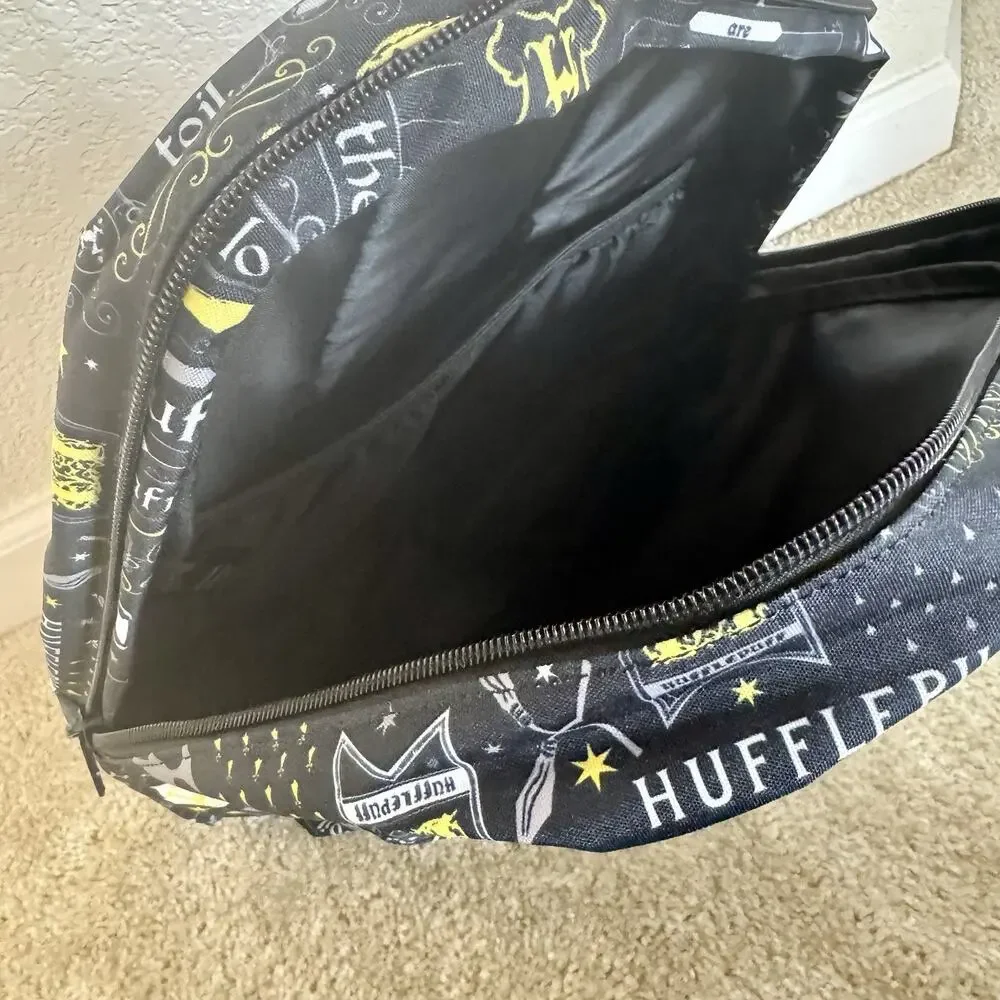 Harry Potter Hufflepuff Backpack Black Yellow Hogwarts House Laptop Bag NWOT